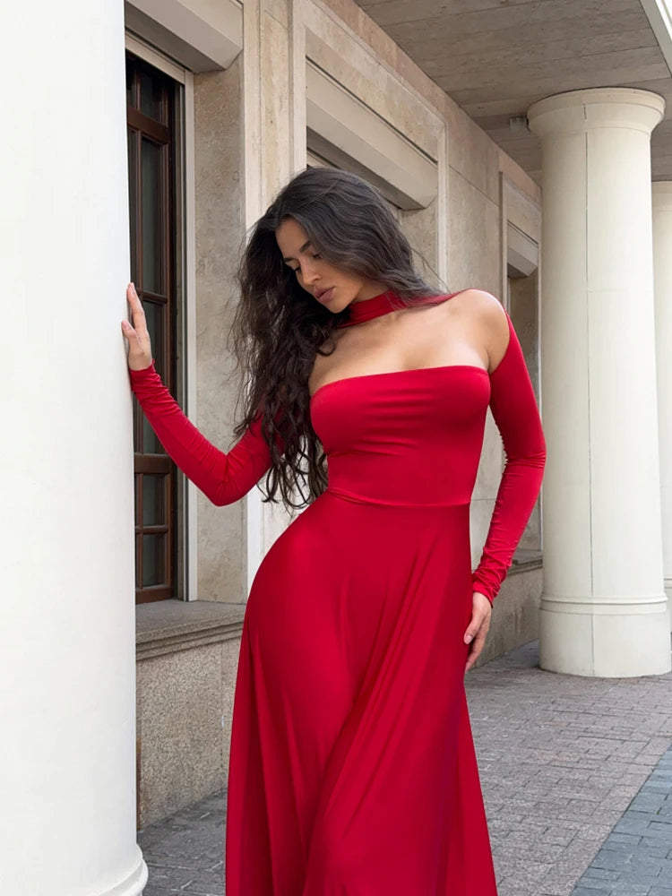 Hollow Out Slim Ankle Length Dress for Women