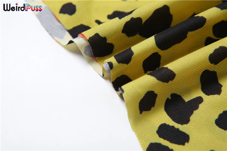 Leopard Print Halter Backless Chiffon Dress for Women