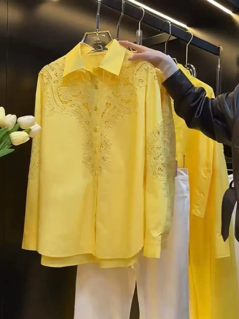 Cotton Sequined Lace Blouse