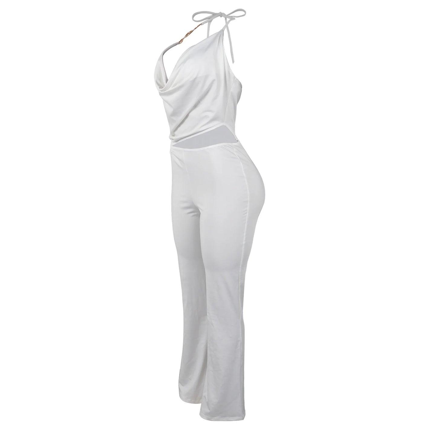 Elegant Slim-Fit Elastic Neck Strap Jumpsuit for Women