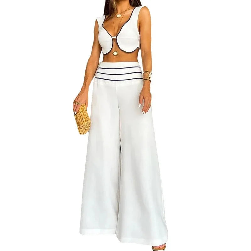 Strapless Waistcoat And Wide-Leg Pants Set for Women
