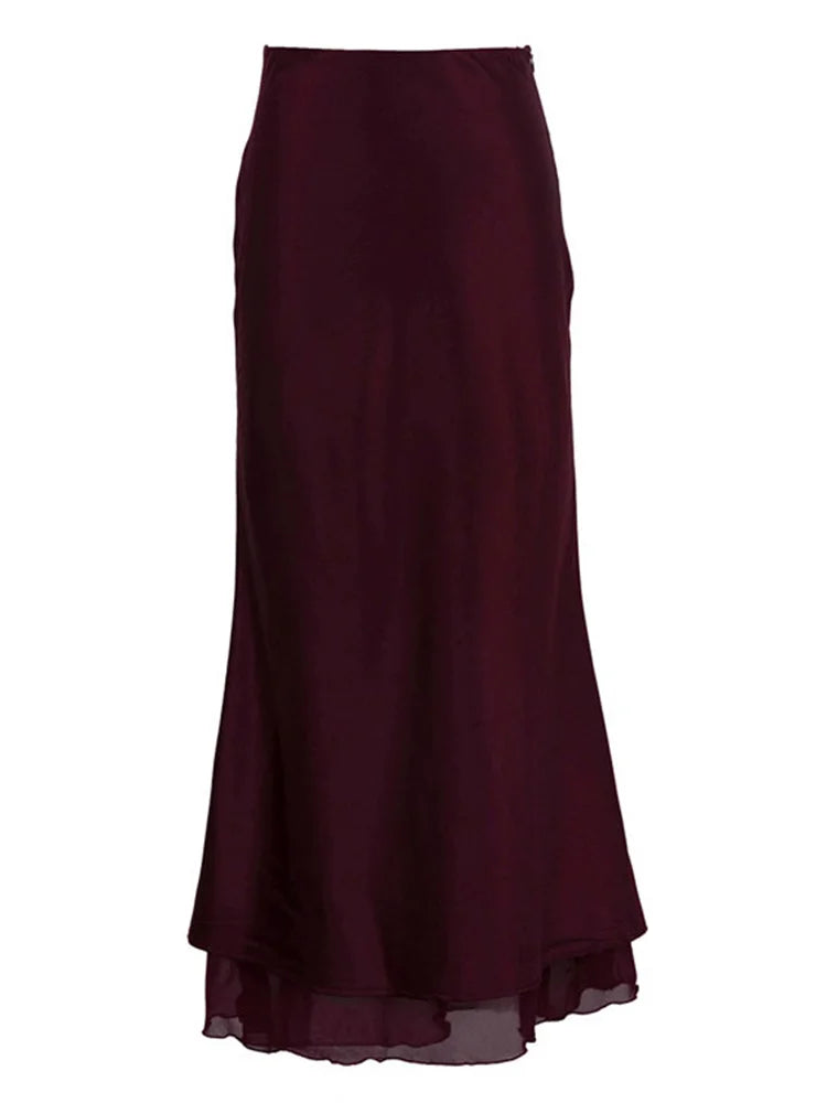 Draped Satin Maxi Skirt