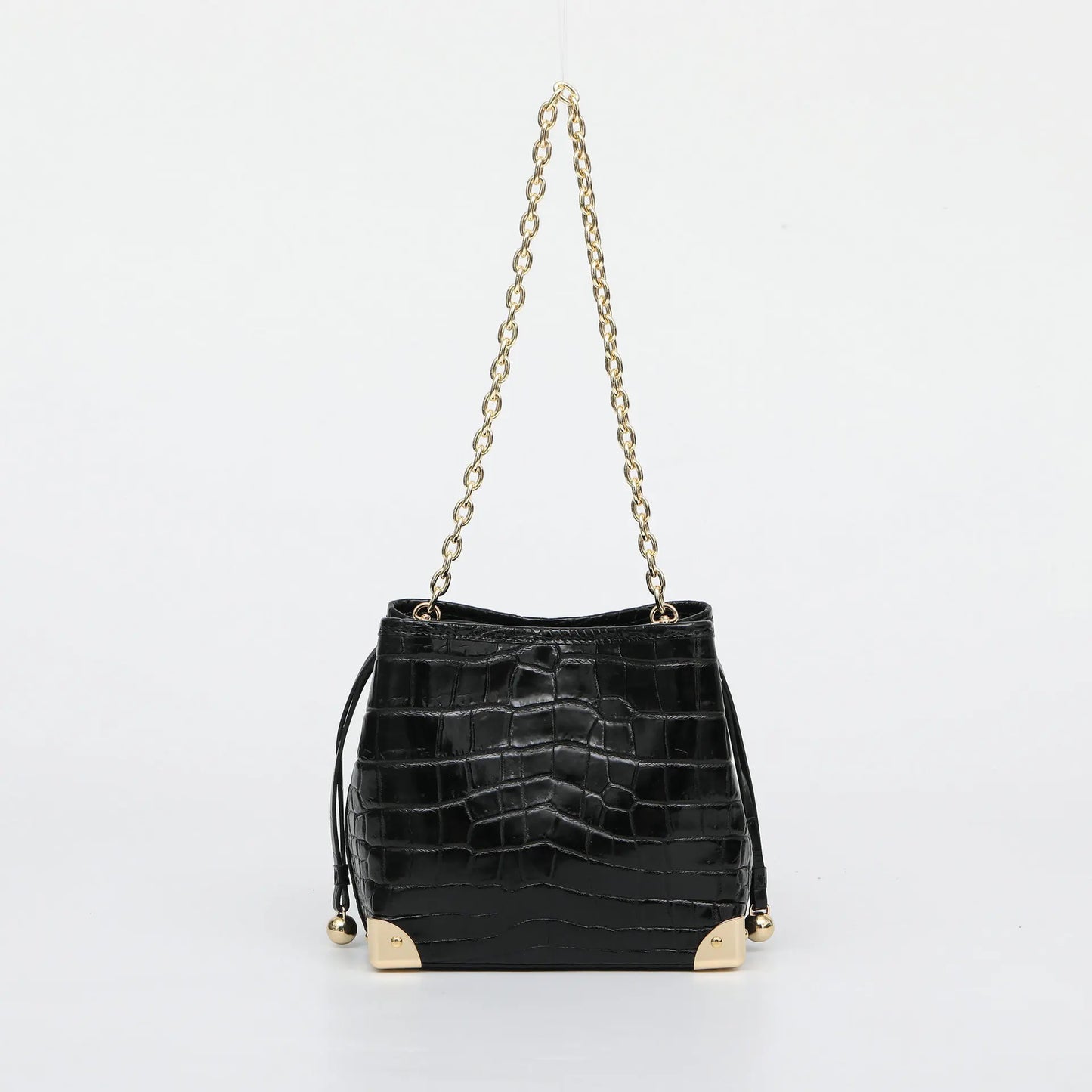 2025 New Designer Crocodile Leather Women Bucket Bag Fashion Genuine Leather Chain Lady Shoulder Bag  Crossbody Bag For Woman 45