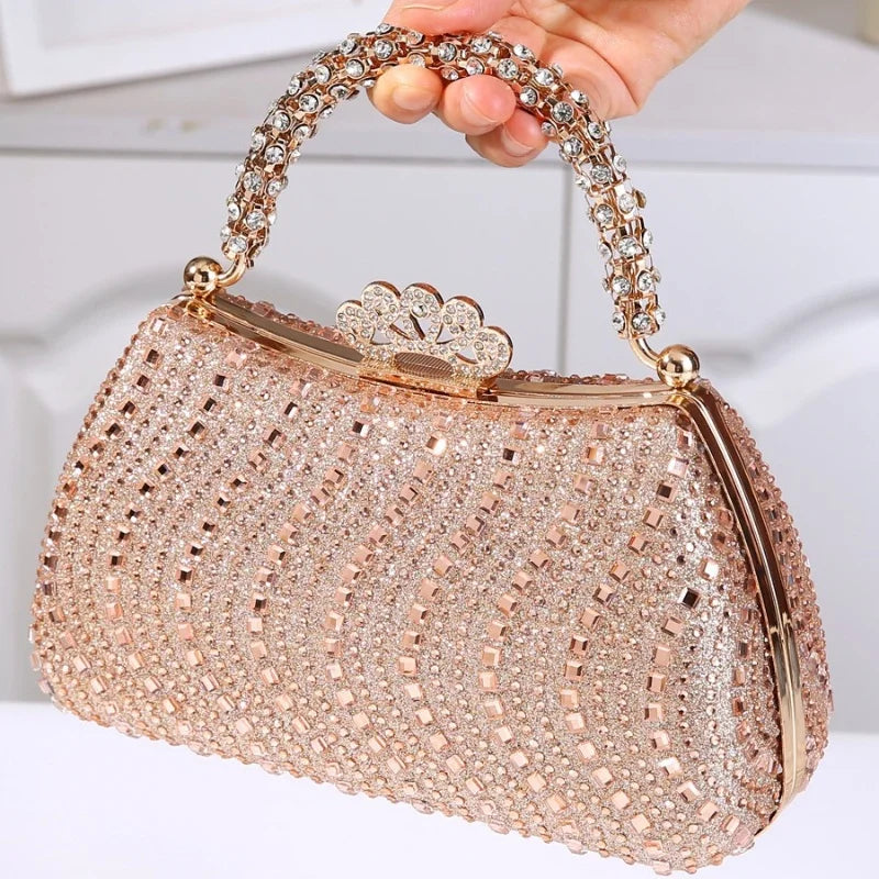 2025 Luxury Fashion Sequined Glitter Clutch Bag Full Rhinestone Design Party Women Handbags Portable Tote Shoulder Messenger Bag