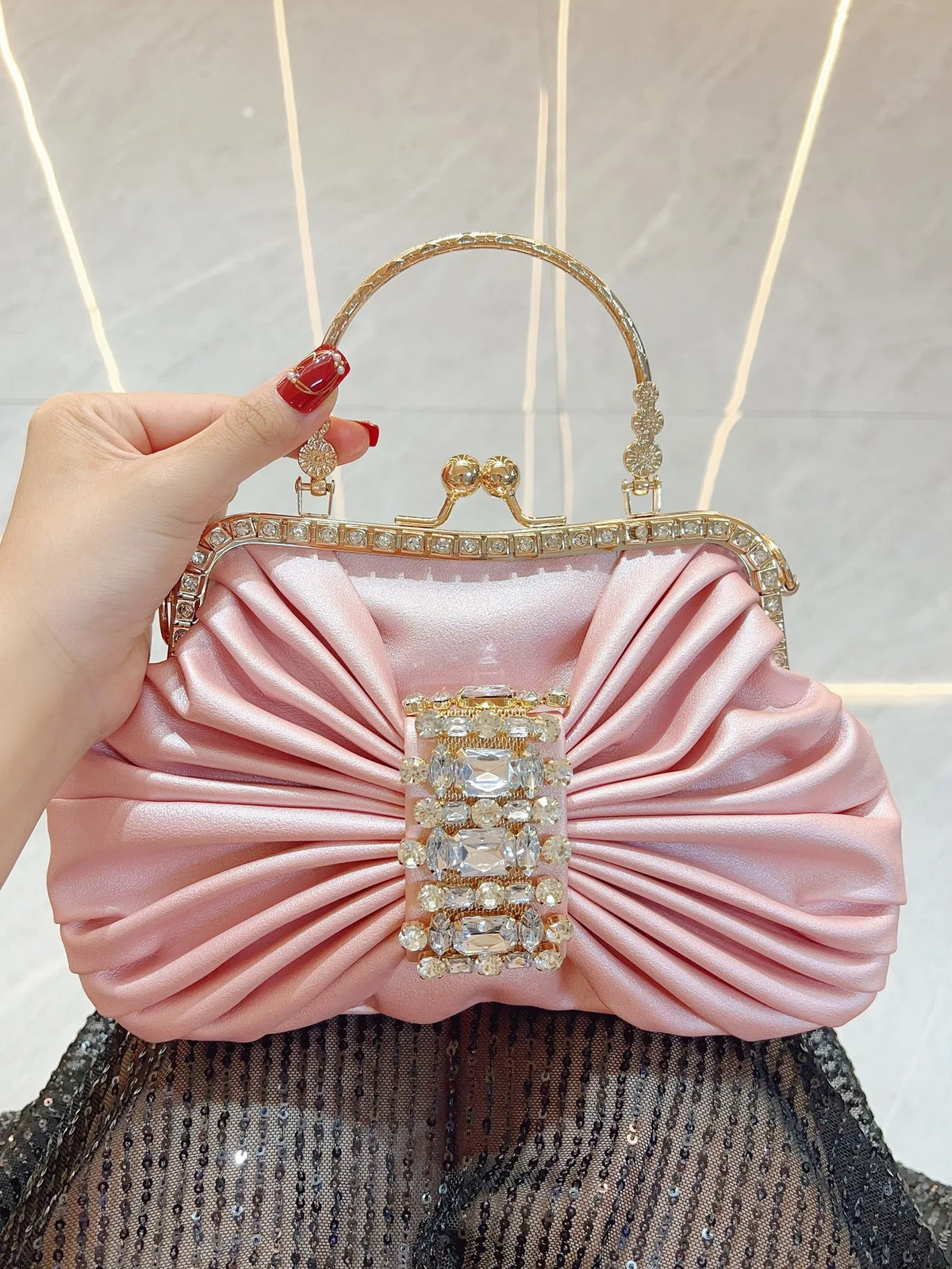 New Dinner Women's Bag Luxury Brand Fashion Handmade Diamond Women's Handbag Shiny Banquet Mini Shoulder Bag High Quality