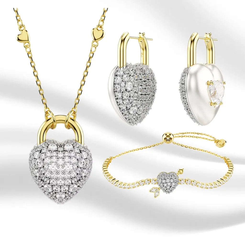 Elegant Gold-Plated Mixed-Cut Crystal Pendant Necklace for Women