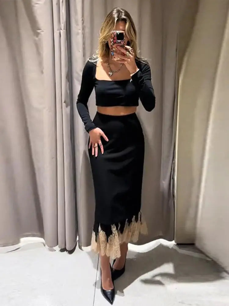 Lace Patchwork Women's Party Dress Loose High Waist Hip Package Long Dresses Female 2026 Spring Fashion Woman Evening Outwears