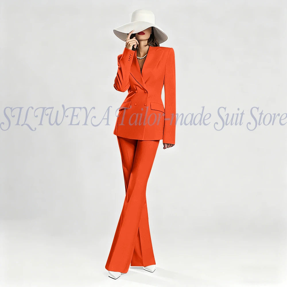 Slim Fit Double Breasted Blazer Suit Set for Women