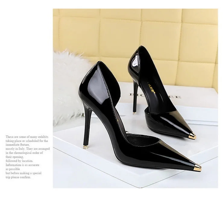 Pointed Toe Patent Leather Stiletto Pumps for Women