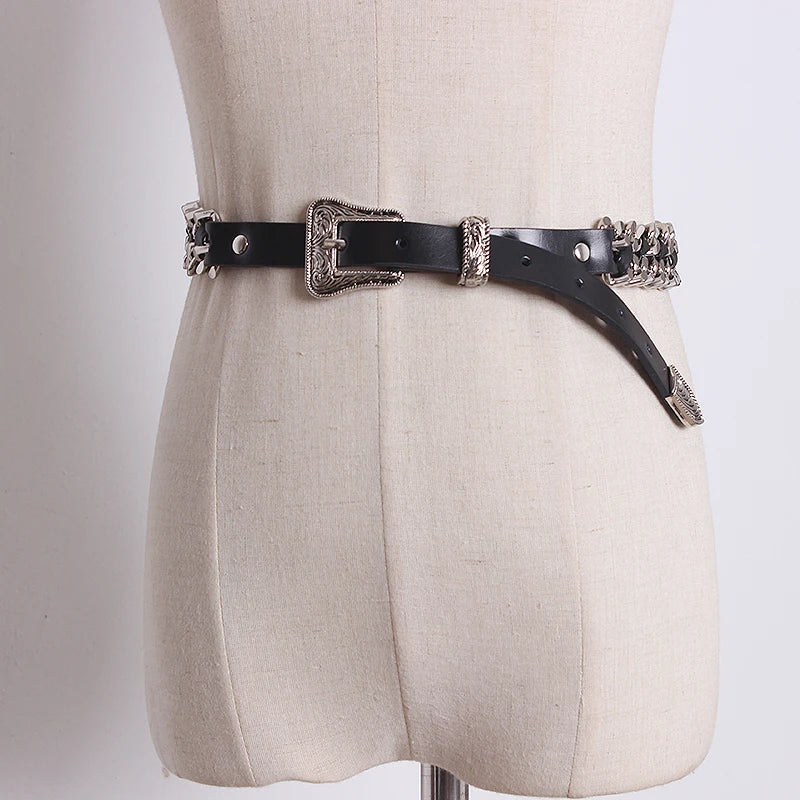 Trendy Gold Metal Decorative Waist Chain Belt for Women