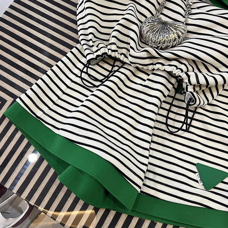 Shorts Pant Set Women Two Piece Sets Matching Sets Short Sleeve Tops Striped Pants Casual Elastic Waist Summer Y2k Streetwear