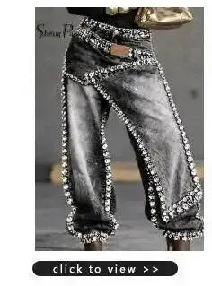 High Waist Ripped Denim Shorts With Rhinestone Detail For Women