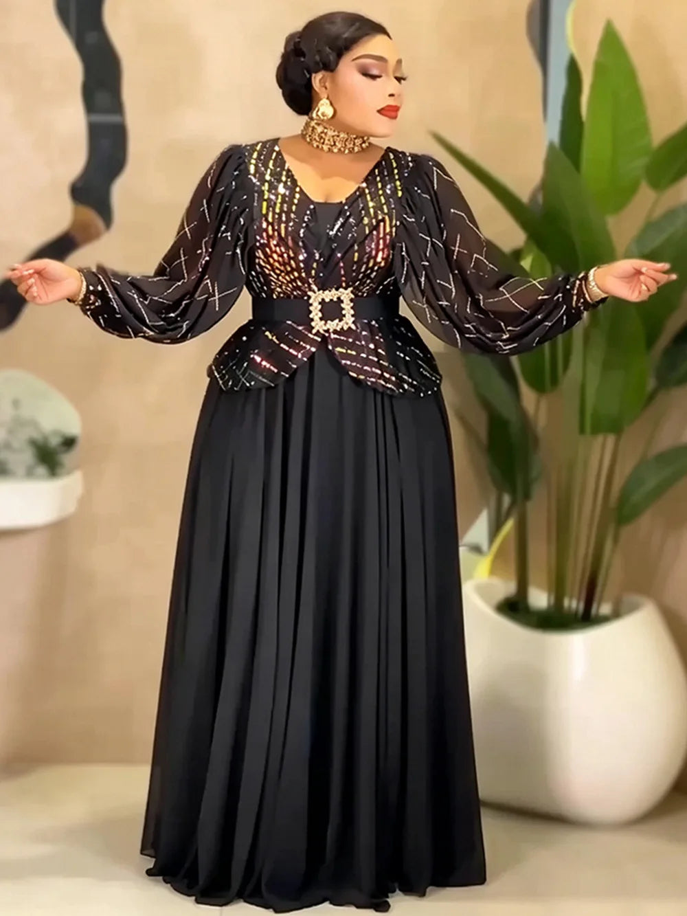 Elegant African Ankara Kaftan Evening Dress for Women