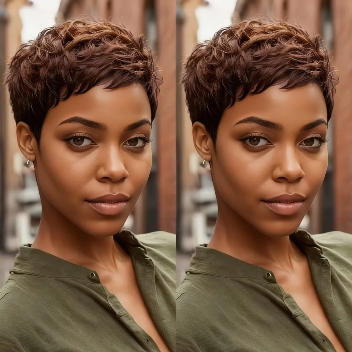 Short Pixie Cut  Human Hair Wig Full Machine-Made Remy Peruvian Hair for Everyday Natural Look Wig