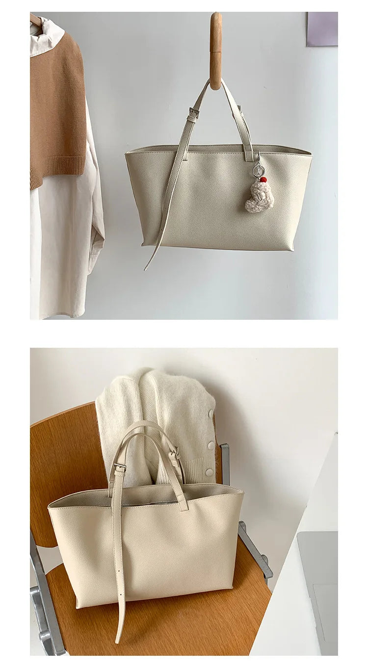 Large Capacity PU Leather Casual Soft Tote Bag for Women