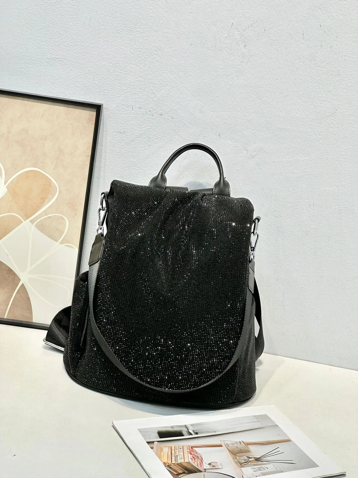 ABQP New Women's Diamond Backpack Large Capacity Women's Backpack Multifunctional Fashion Hot Diamond Casual Travel Backpack