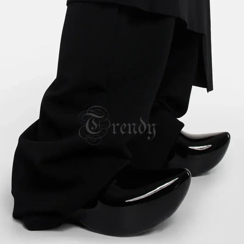 Black Mirror Leather Pointed Toe Crystal Slingback Mules For Women