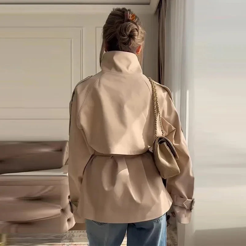 Relaxed Fit Belted Single Breasted Jacket for Women