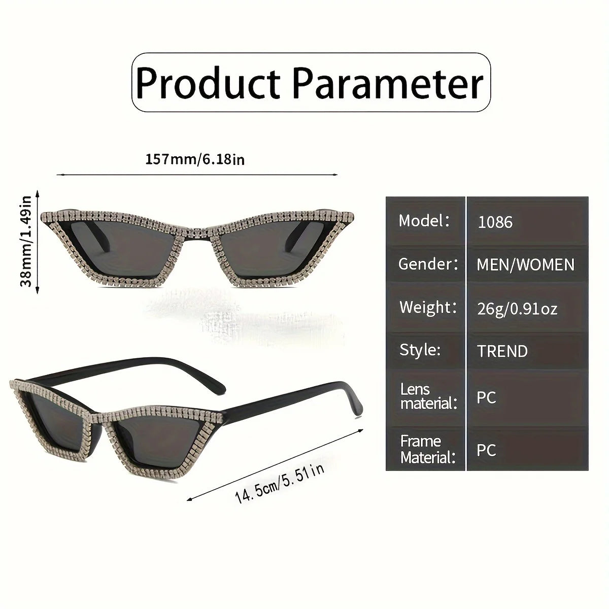 Rhinestone Cat Eye Sunglasses