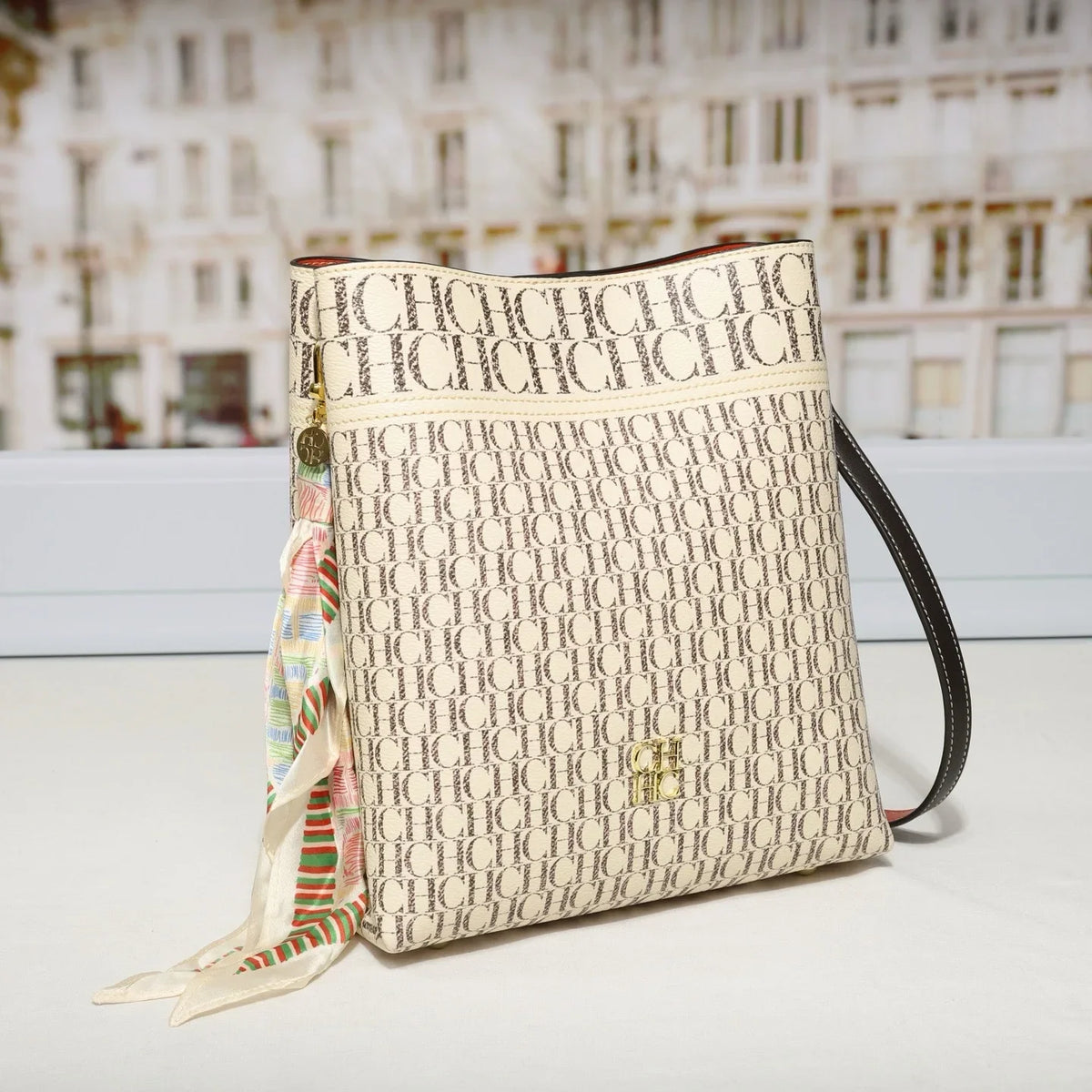 Letter Print Crossbody Bucket Bag