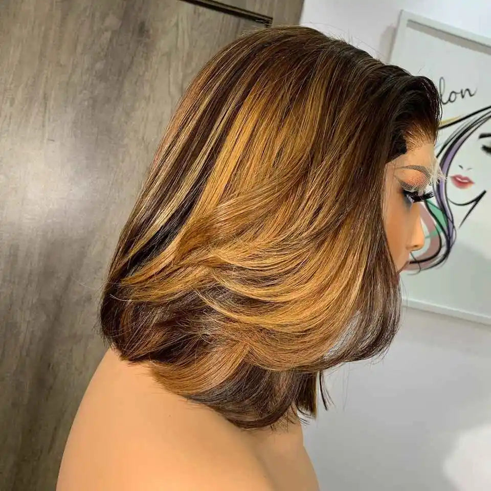 Glueless Pre-Plucked Brazilian Human Hair Lace Bob Wig for Women