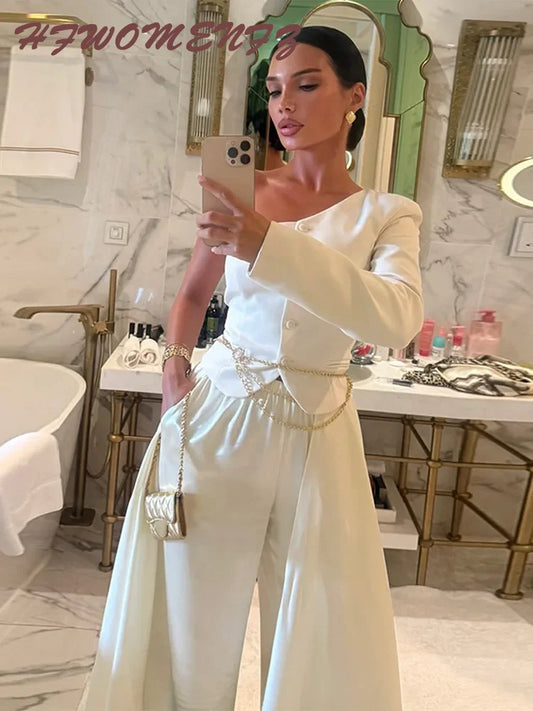 White Lace Patchwork Blazer Set