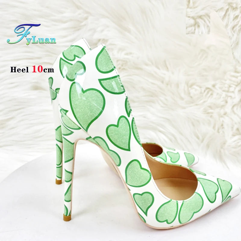 Green Patent Leather Pointed Toe High Heel Pumps for Women