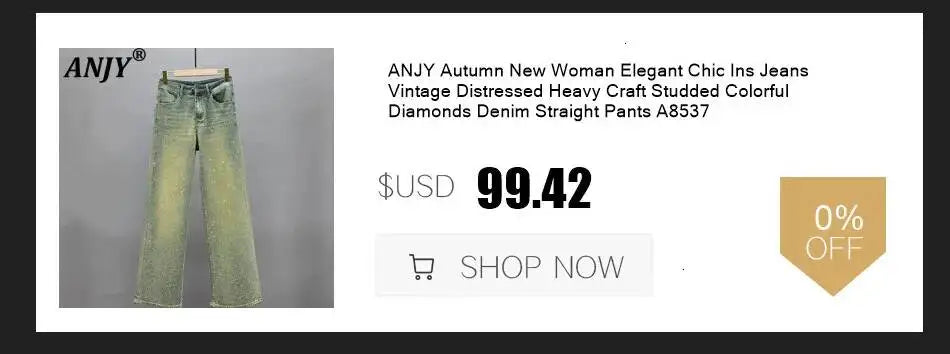 ANJY Autumn New Women's Streetwear Y2K Chic Fashion Safari Style Niche Personality Spliced Button Jeans Casual Denim Pants A7689