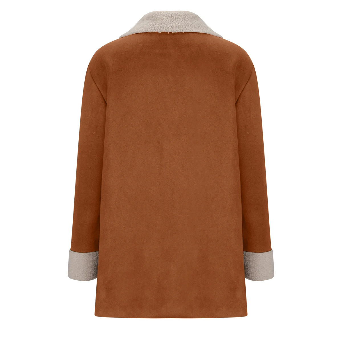Warm Fleece Lined Suede Coat With Notch Lapel for Women