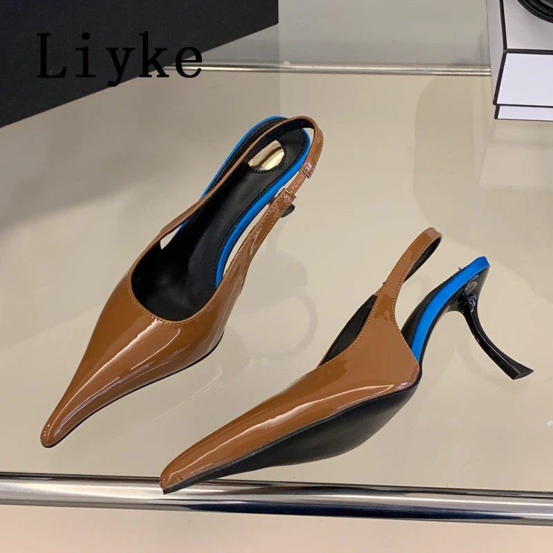 Wine Red Patent Leather Pointed Toe Stiletto Heels for Women