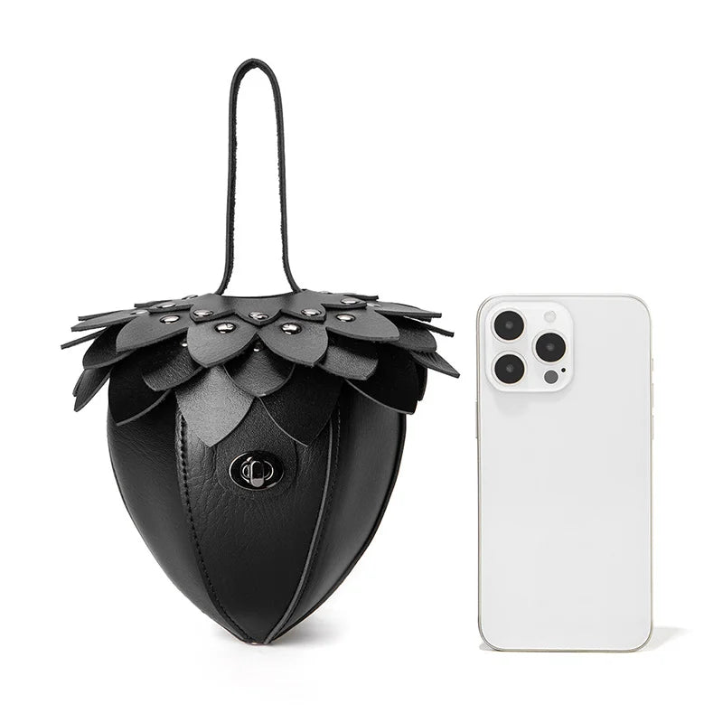 Pine Cone Shaped Retro Coin Purse Creative Small Wrist Bag Pu Leather Mini Waist Bag Exquisite Unisex Fashion Handmade Wallet