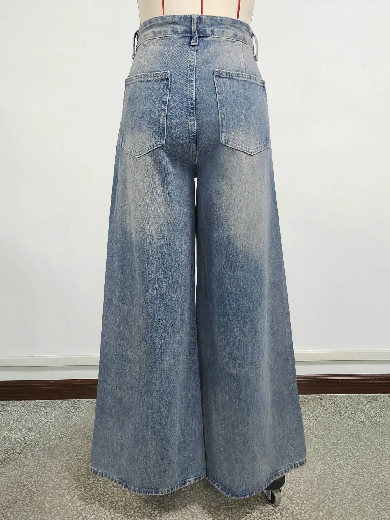 Retro Baggy Jeans Women Clothing Street Fashion Washed Distressed High Waisted Jeans Woman Casual Wide Leg Jeans Pants