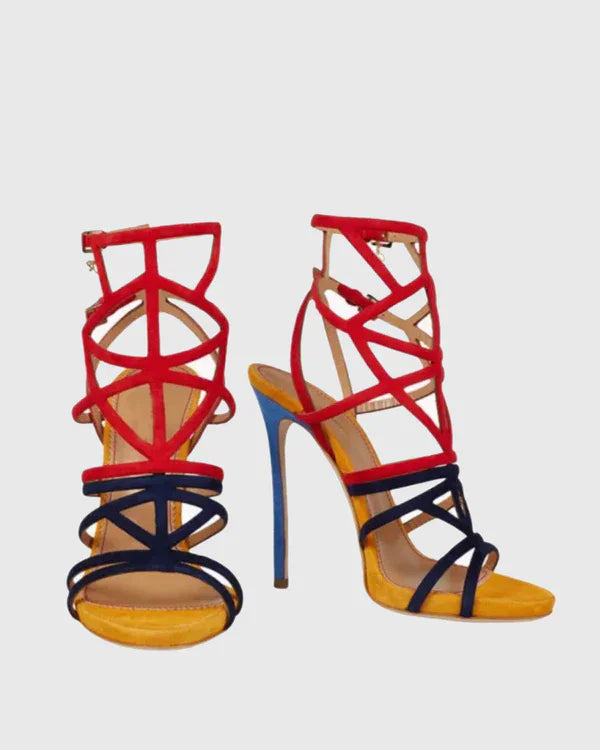 Metal Embellished Strappy High Heel Sandals for Women
