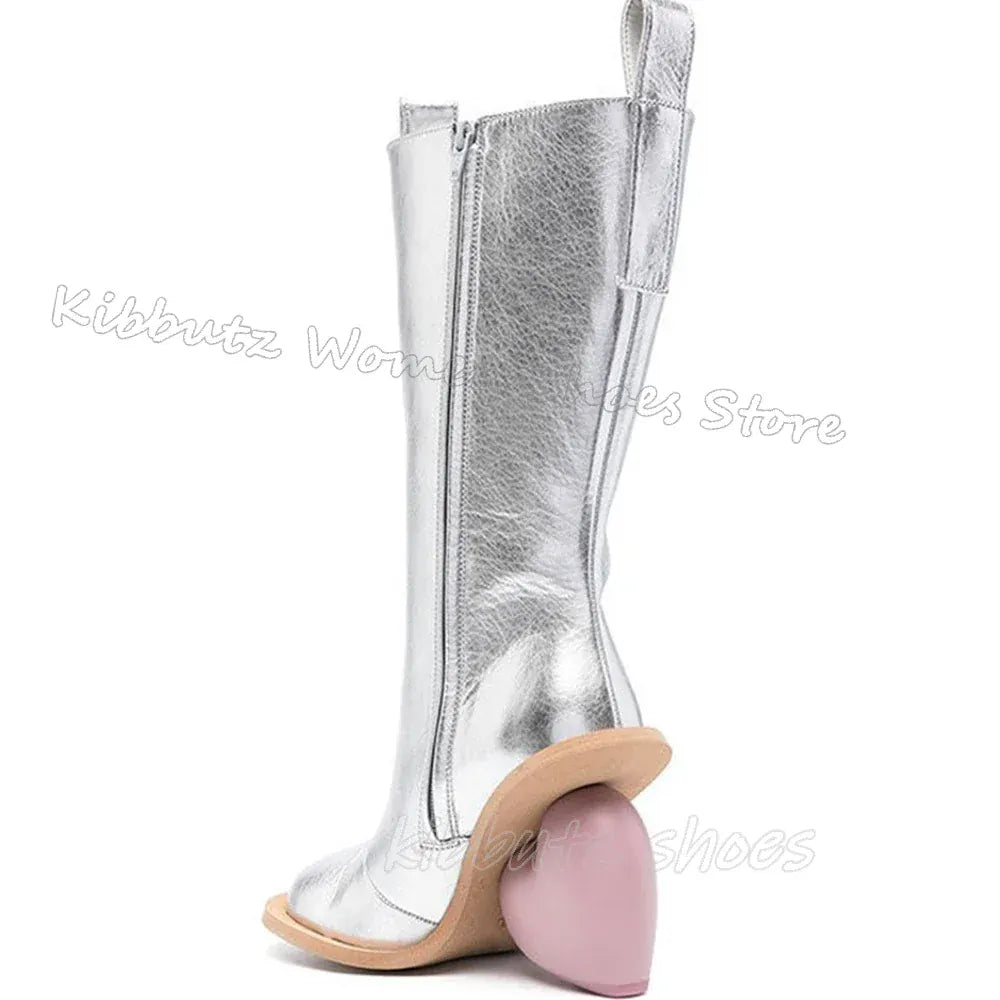 Heart Shaped Heels Knee High Boots