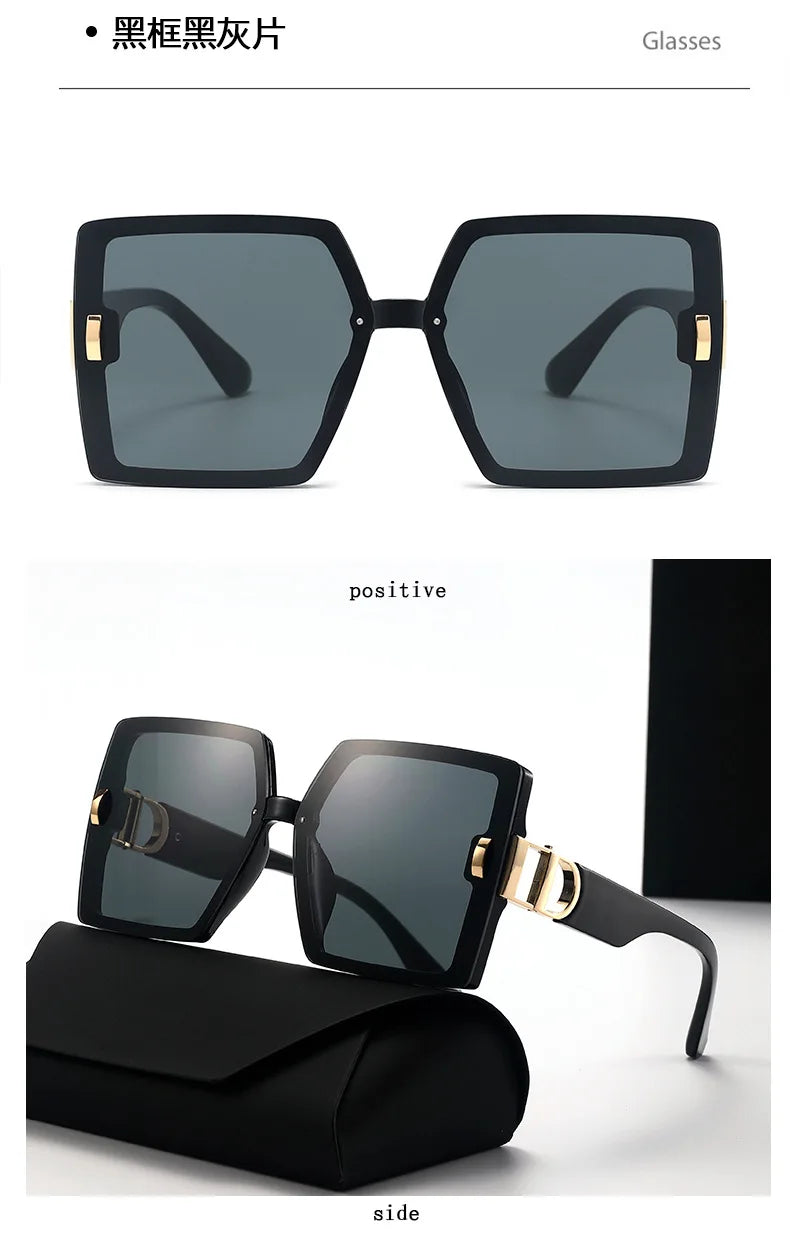 Oversized D-Shaped UV400 Fashion Sunglasses for Women