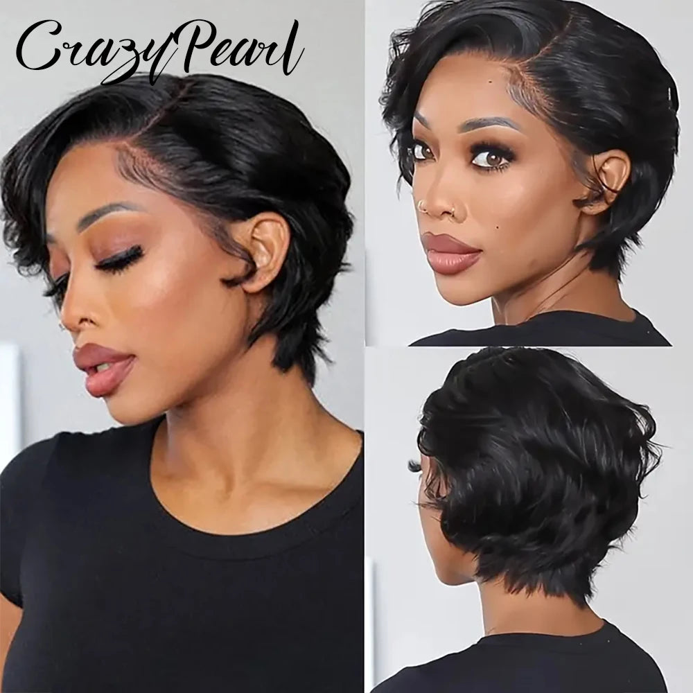 Short Lace Front Pixie Cut Human Hair Wig for Women