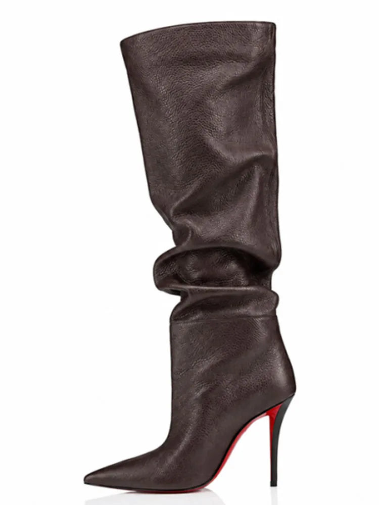 Pointed Toe Slim High Heel Knee High Boots for Women
