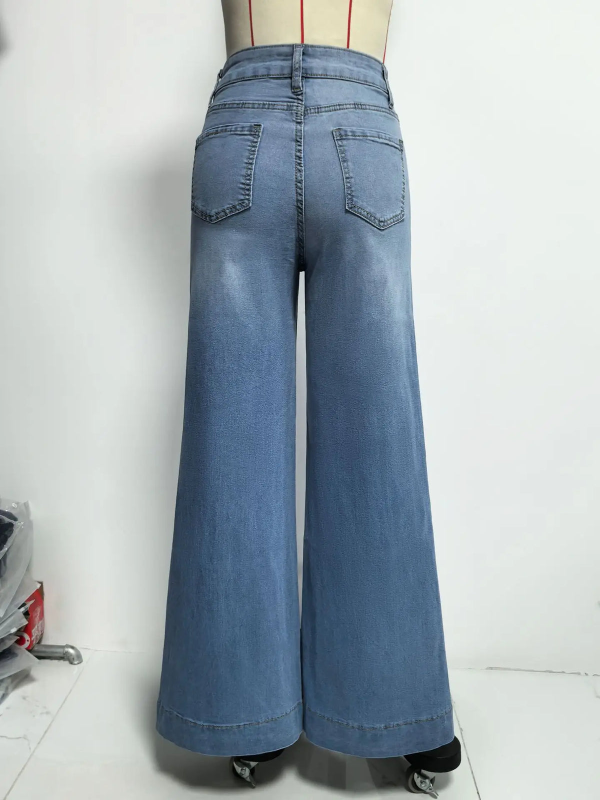 Distressed High Waist Wide Leg Jeans