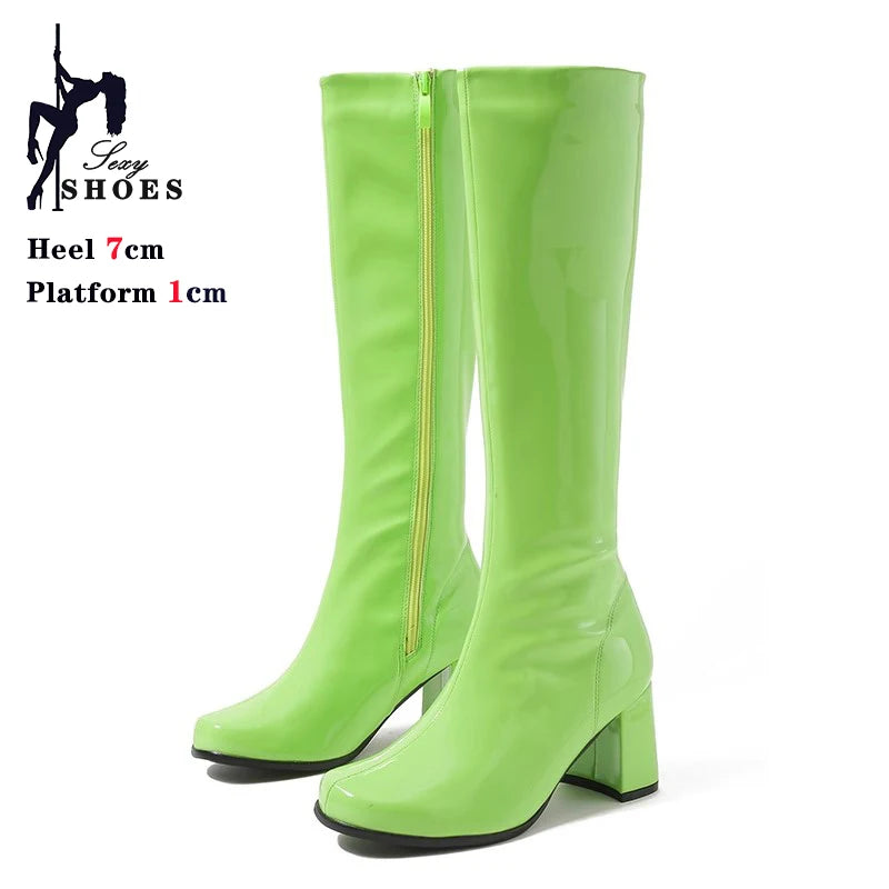 Elegant Shimmering Knee-High Go-Go Boots for Women