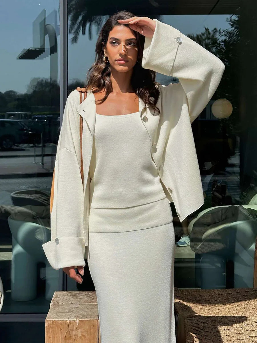 Three-Piece Knit Set Ensemble