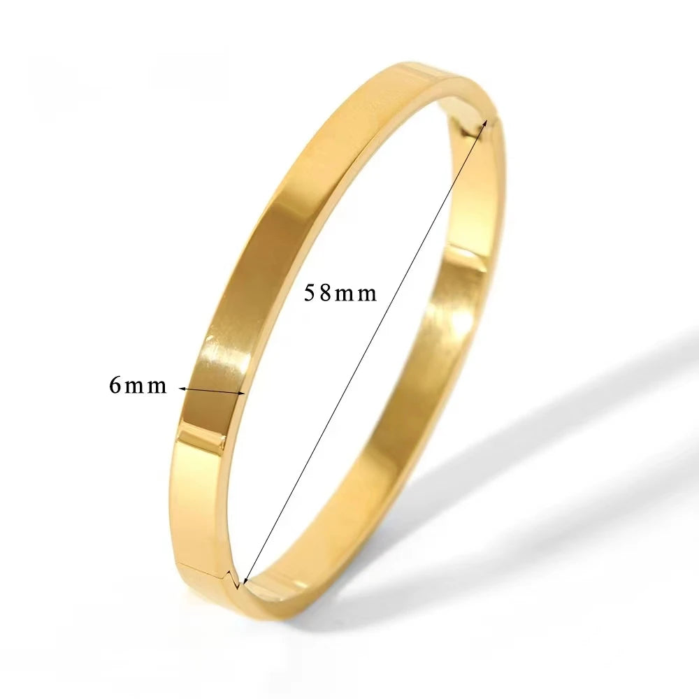 Waterproof Oval Stainless Steel Bangle Bracelet for Women