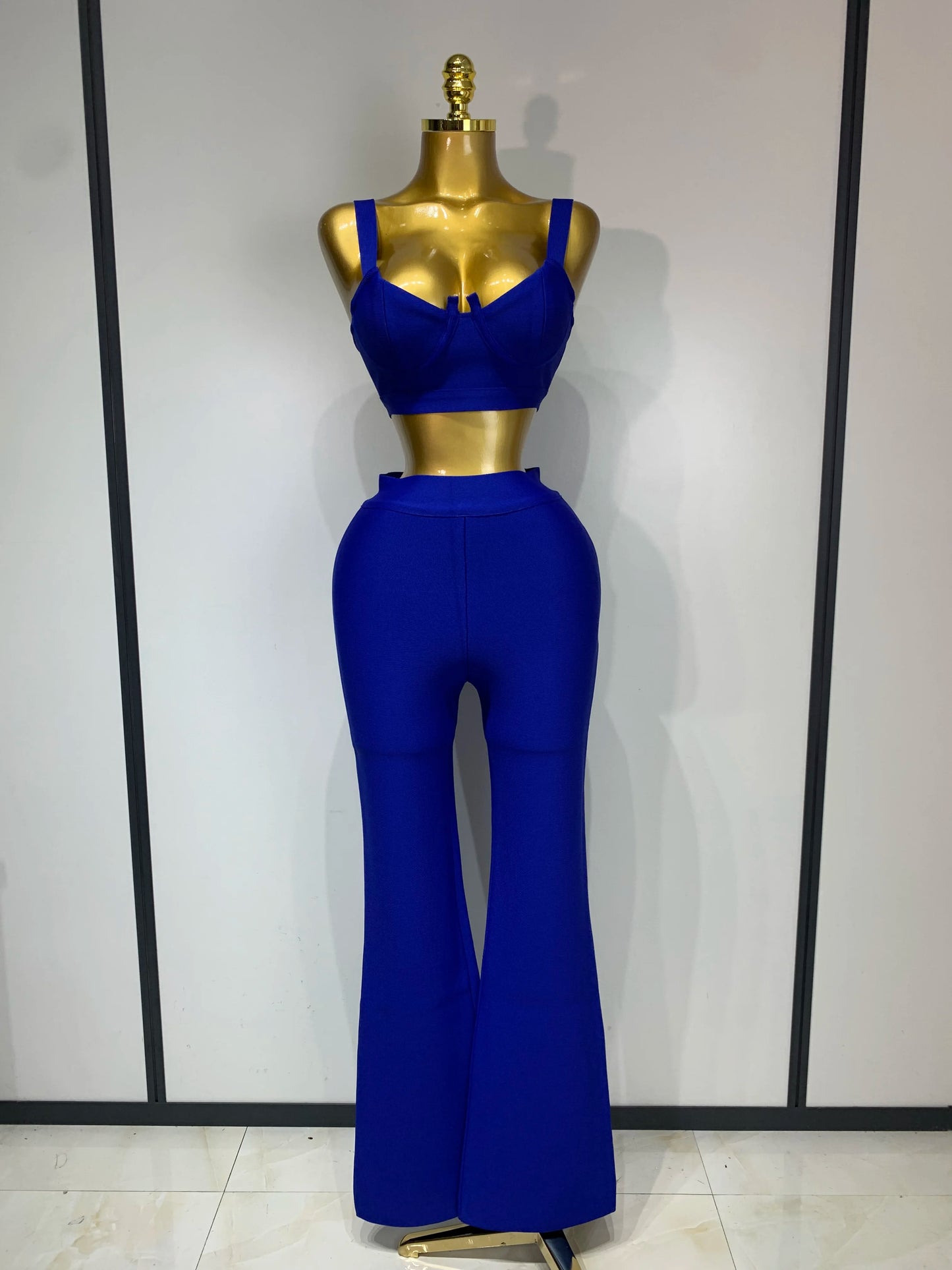 Women Sexy Bandage Crop Top Pant Set Evening Party Club Luxury Birthday High Street Fashion Elegant Luxury Birthday Outfit ﻿