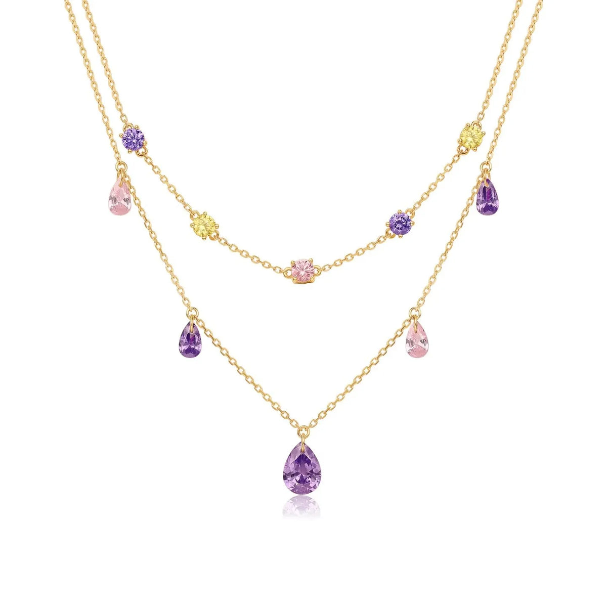 Elegant Water Drop Cubic Zirconia Pendant Necklace for Women