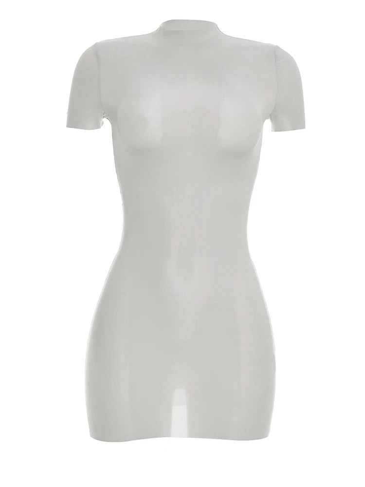 Elegant See Through Mini Dress with Stretch for Women