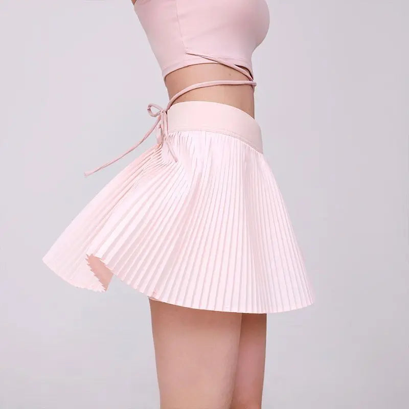 New Summer Running Shorts Built-in Side Pocket False 2 Pieces Tennis Mini Skirt Cooling Quick Dry Breathable Yoga Skirt Women