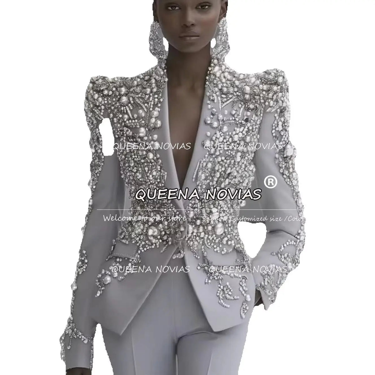 Beaded Two Piece Mother Of The Bride Suit Set For Women