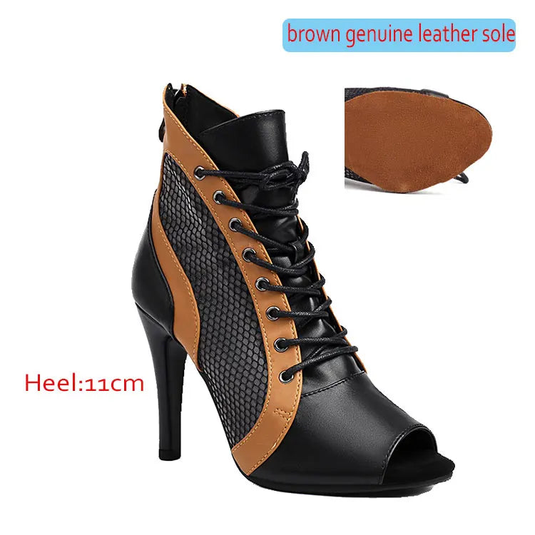 Lace-Up Stiletto Latin Dance Ankle Boots for Women