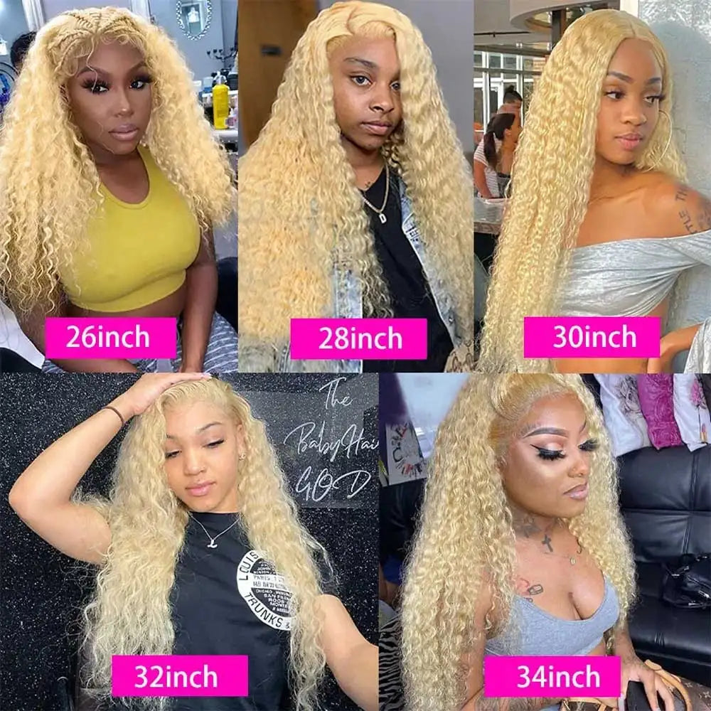 Deep Wave Blonde Lace Front Human Hair Wig for Women