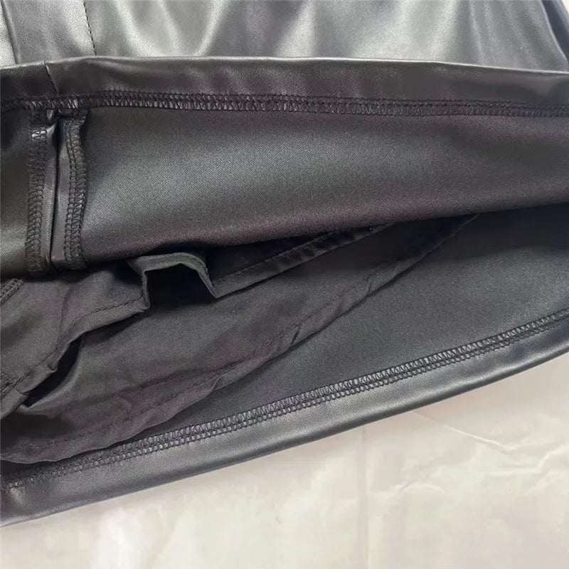 Slim Fit Faux Leather Zippered Mini Skirt for Women