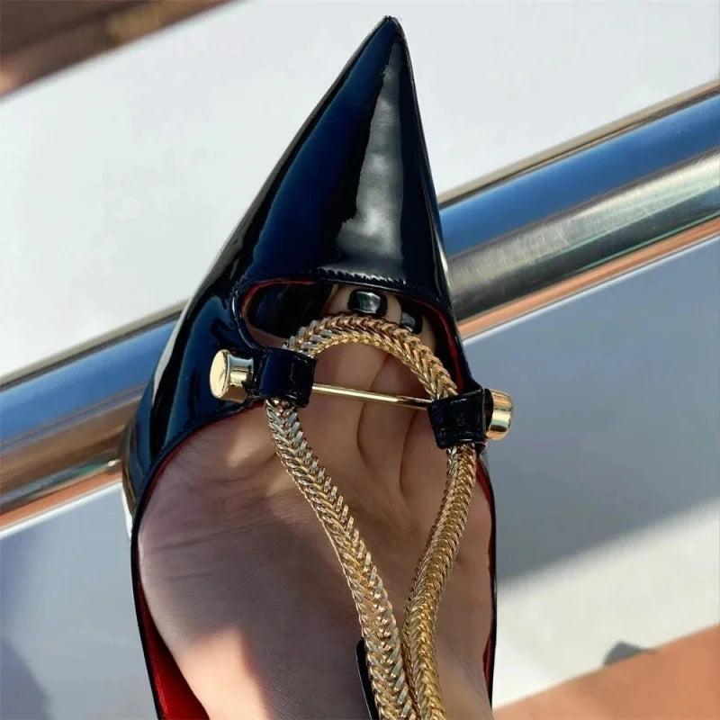 Metal Decoration Pointed Toe High Heel Sandals for Women